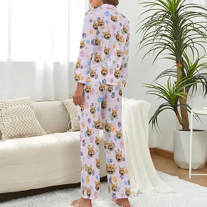 D-Story Personalized Pajamas with 1-8 Faces for Women Men, Custom Christmas Pjs, Pajamas Gifts For Family,Cat Mom,Dog Mom