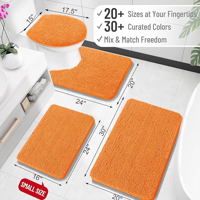 OLANLY Bathroom Rugs 30x18, Extra Soft Absorbent Chenille Bath Rugs, Rubber
