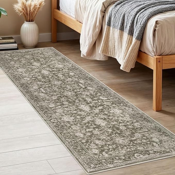 KILOCOCO Hallway Runner 2x6 Rug Runner Printed Vintage Floral Washable Kitchen