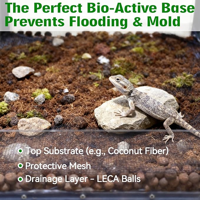 Halatool Reptile Substrate 8QT Leca Clay Pebbles for Reptiles Organic Hydroballs Bioactive Drainage Layer Terrarium Bedding for Leopard Gecko Tortoise Frog Lizard Ball Python