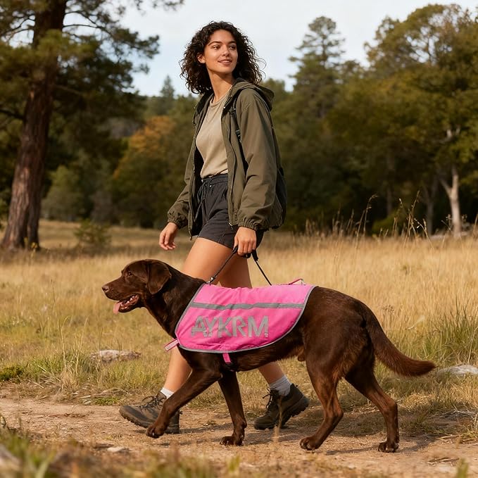 Pink Reflective Dog Vest for 3XLarge Breeds,High Visibility Dog Safety Vest Harness with Removable Bell Keep Safe from Hunting, Training & Cars Accidents