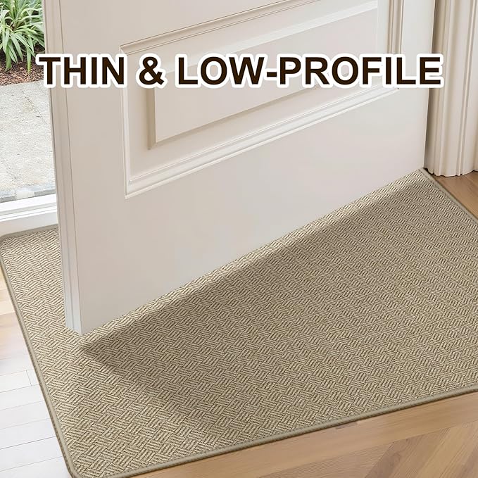 Ultra Thin Door Mat Indoor Entrance 24"x36", Low-Profile Indoor Door Mat