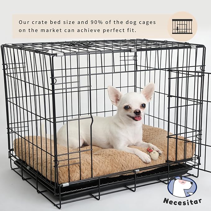 18 inch Dog Crate Bed Dog Mats for Sleeping,Up to 10 lbs Fluffy Khaki Puppy Pad XXS