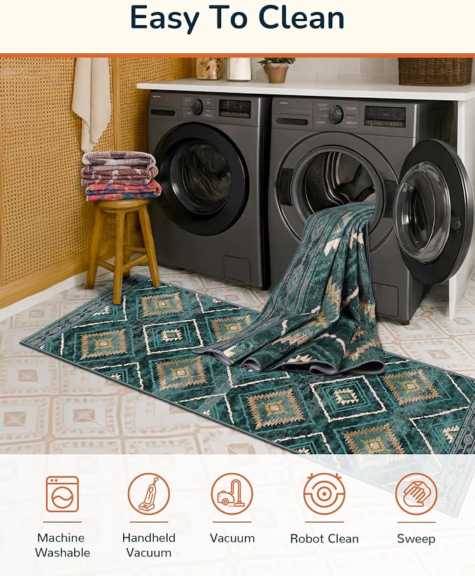 BESTSWEETIE Area Rug 6x9 Rug Machine Washable Non-Slip Low Pile Print Pattern