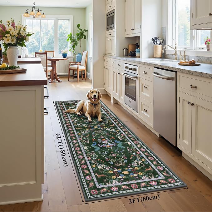 HEBE Washable Hallway Runner Rug 2'x 6' Non Slip Kitchen Rugs Runner, Low Pile