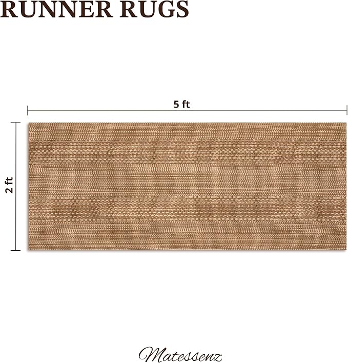 MatEssenz 2x5 Cotton Blend Runner Rug, Machine Washable Boho Woven Hallway Rug