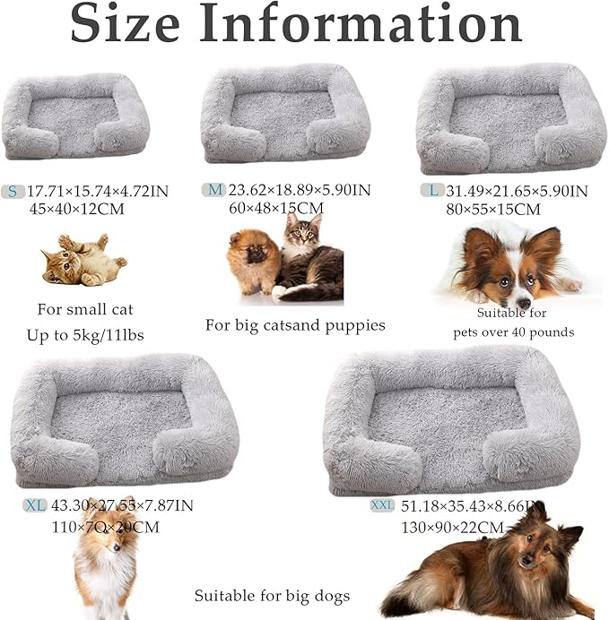 Dog Beds Medium Large Size Dog, Calming Dog Bed with Removable Washable Cover, Waterproof Lining and Nonskid Bottom(Black,XL)