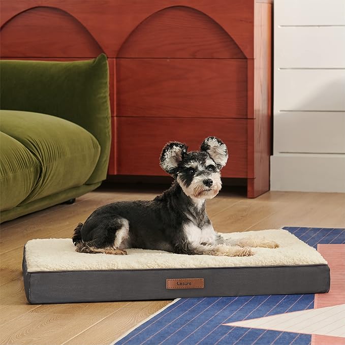 LE SURE XXL Washable Dog Bed Cover Replacement Plush Fleece Cover for Orthopedic Egg Crate Foam Pet Mat 54x44x4 Inches, Grey
