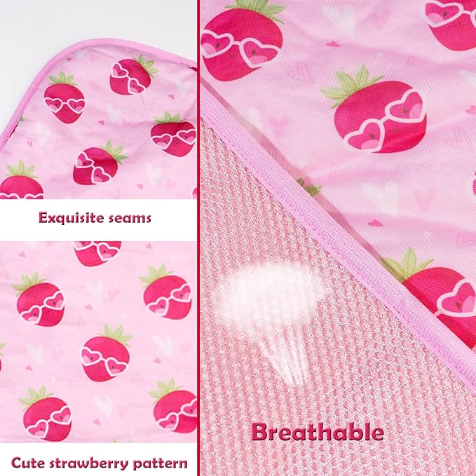 SEIS Dog Ice Pad Ice Silk Cats Kennel Mat Pet Cooling Pad Summer Cool Bamboo Mat Breathable Pad (Strawberry, S)