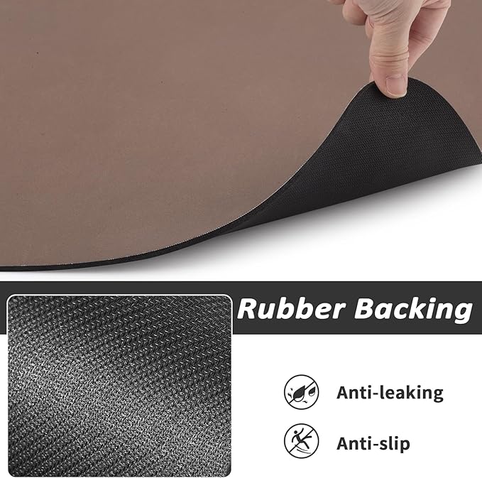 Dog Food Mat - Absorbent Cat Mat for Food and Water, No Stains Pet Feeding Bowl Mat, Easy to Clean Pet Placemats, Quick Dry Dog Water Dispenser Mat for Messy Drinkers | Brown 18"x34"