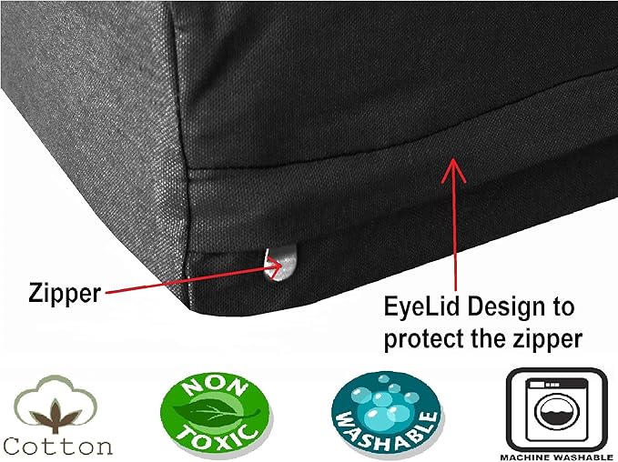 Dogbed4less XL Memory Foam Dog Bed Pillow with Waterproof Liner and Durable Pet Bed Canvas Cover 40X35 Inches, Black