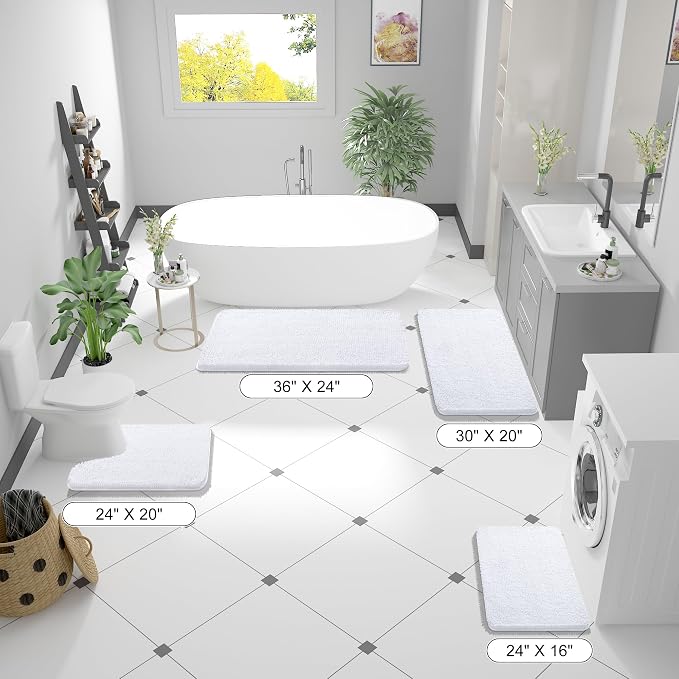 OLANLY Bathroom Runner Rugs 44x24, Extra Soft Absorbent Chenille Bath Rugs