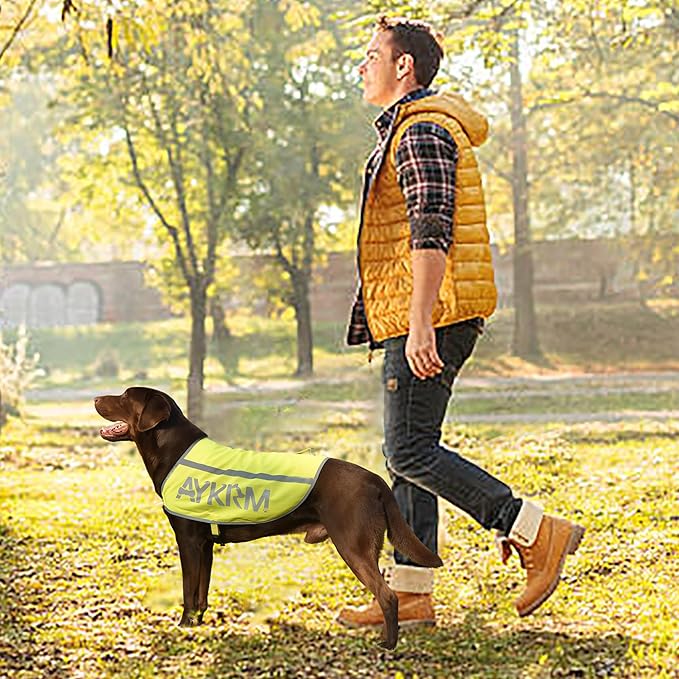 Yellow Reflective Dog Vest for XLarge Breeds, High Visibility Dog Safety Vest Harness with Removable Bell Keep Safe from Hunting, Training & Cars Accidents