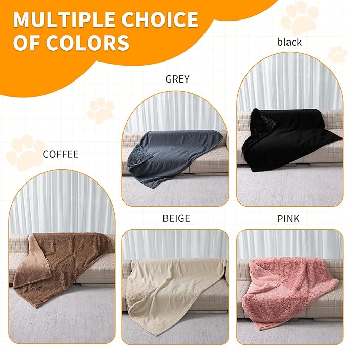 Waterproof Dog Blanket Beige Fluffy Long Faux Fur Pet Throw Blankets 28x20in for Couch Love Bed Cover Washable(Beige,XS)