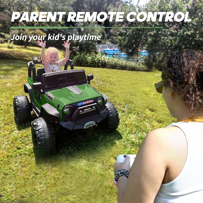 24V 9Ah Ride on Toy for Big Kids, 4x4 2 Seater Ride on Car Truck w/Remote Control, 4x200W Motors - Green