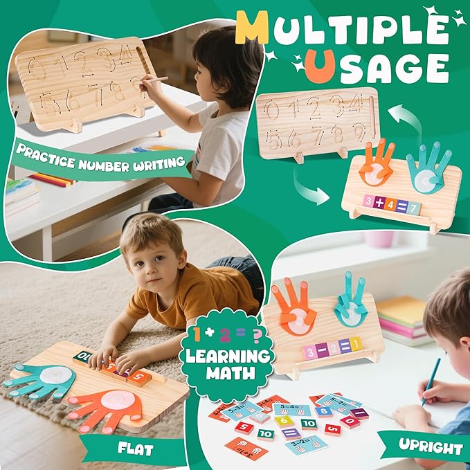 Hirger Preschool Learning Toys for Toddlers 2-4, Educational Math Manipulatives Number Counting Blocks for Kids, Montessori Toy for Boys Girls Age 2+ Birthday Gifts