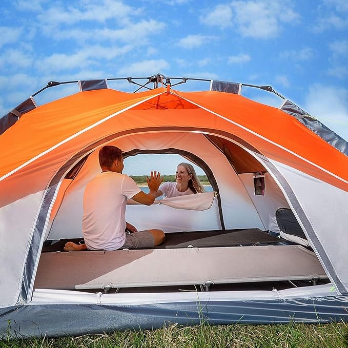 MOON LENCE Instant Pop Up Tent for 3-4 Person - Automatic Portable, Windproof for Camping, Hiking, Mountaineering