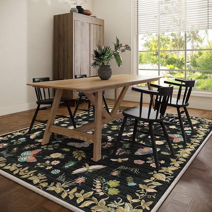 Machine Washable Rug for Living Room: 9x12 Area Rugs Vintage Bedroom Rug Stain