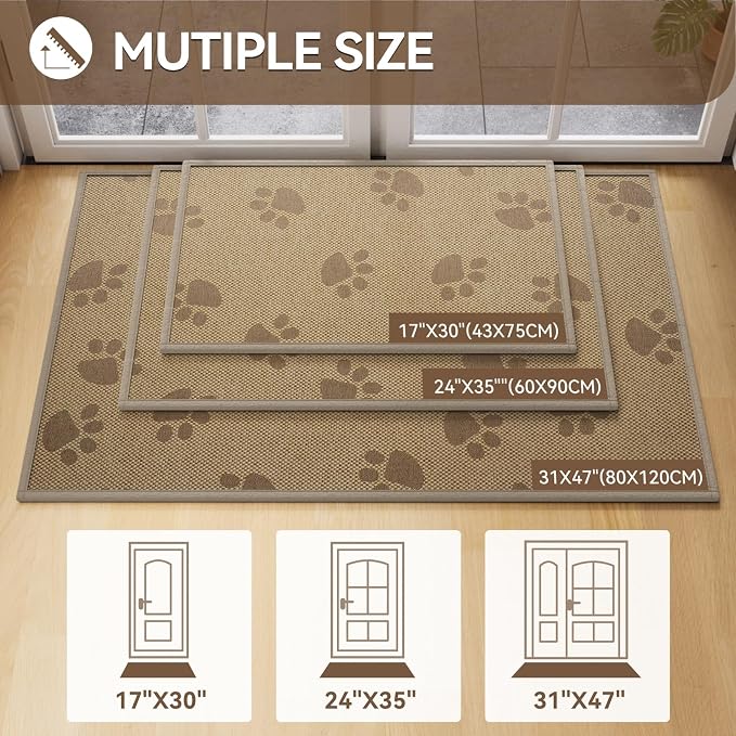YDKGL Door Mat Indoor Entrance 17"x30", 0.16" Thin Paw Print Low Pile Doormat