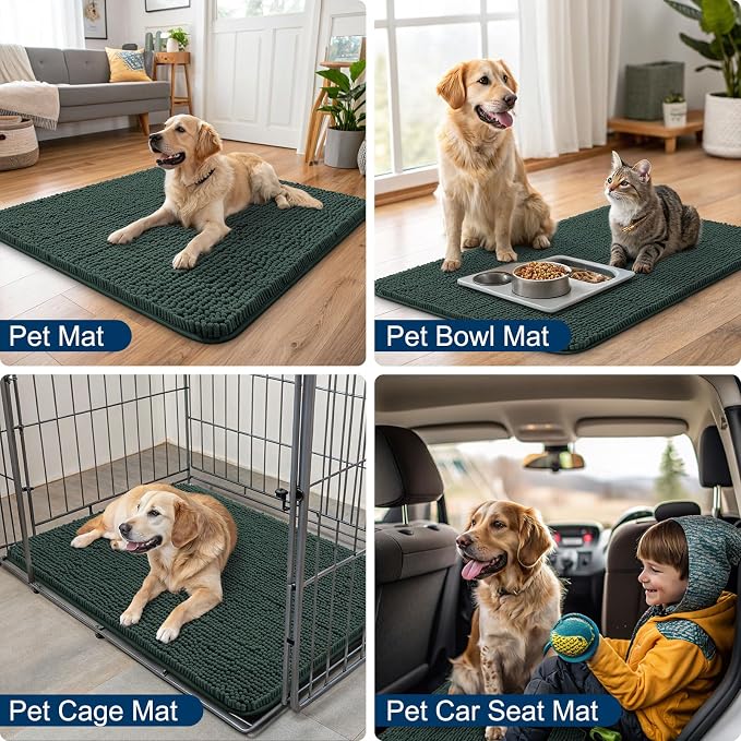 Smiry Dog Door Mat for Muddy Paws 59x24, Absorbent Dirt Trapper, Non-Slip