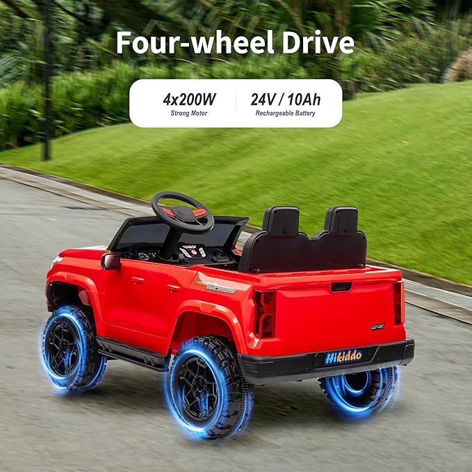 24V 10Ah Ride on Toy for Big Kids, 4WD 2 Seater Electric SUV Kids Car to Drive w/Remote Control, 4x200W Motors - Red