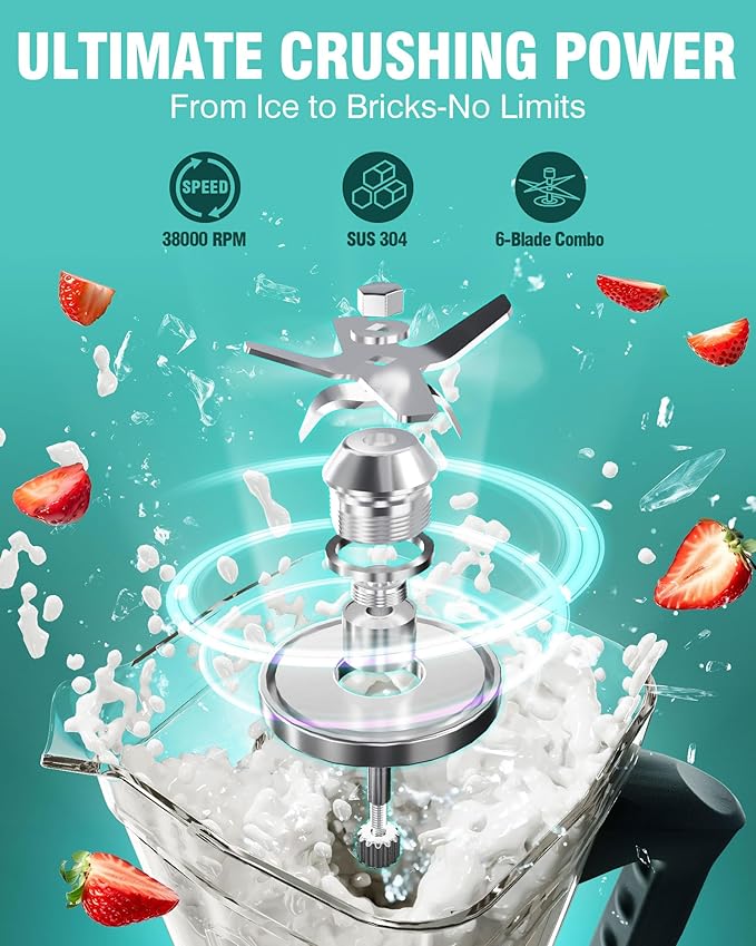 WantJoin Smoothie Blender 1800W Powerful Blenders for Kitchen 68 Oz Large Capacity and BPA-Free Containers with To-Go Cup Countertop Blender for Smoothies, Ice Crushing & Frozen Drinks