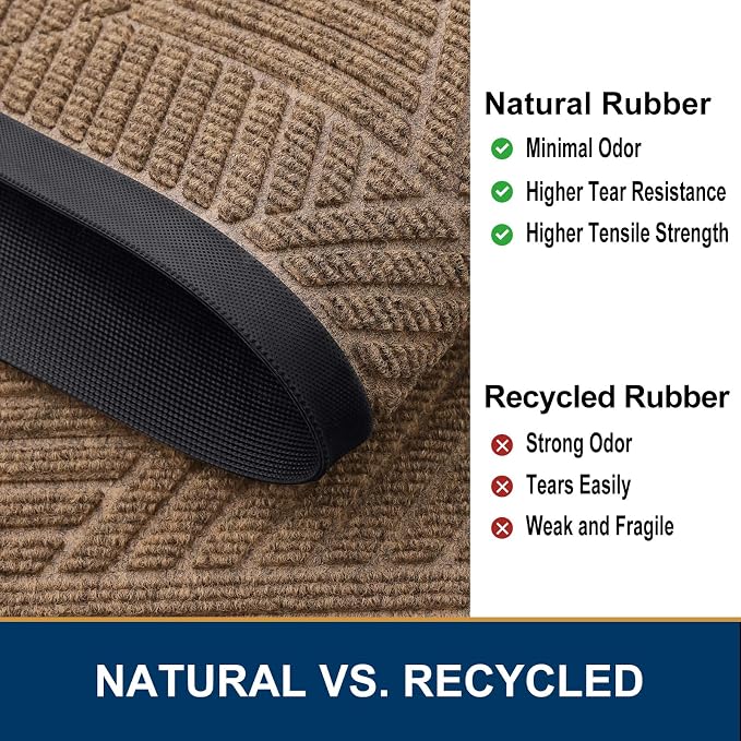 Smiry Half Circle Front Door Mat Outside Entrance, Heavy Duty Sturdy Natural
