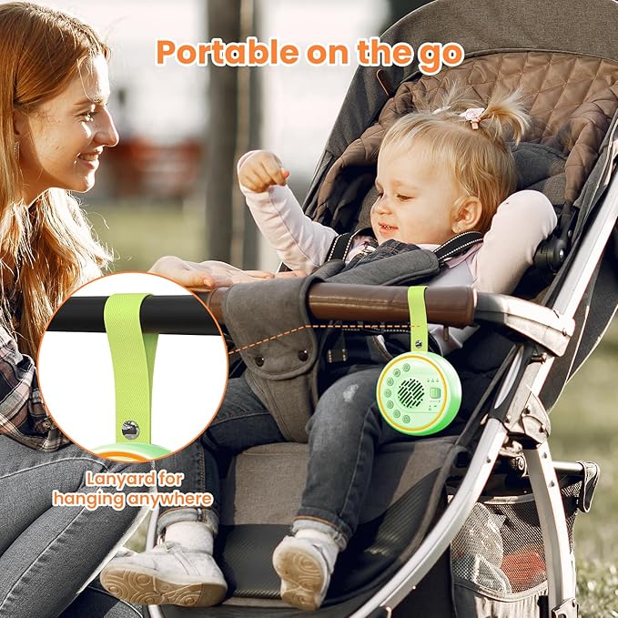 White Noise Machine Portable Sound Machine with 22 Soothing Sounds for Kids Adults, 4 Modes Night Light,3 Sleep Timer,Sound Therapy for Home Office Travel,Green