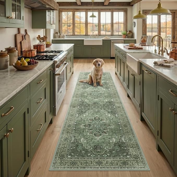 RELEANY Area Rugs Runner 3'x9' Washable Non-Slip, Floral Vintage Distress