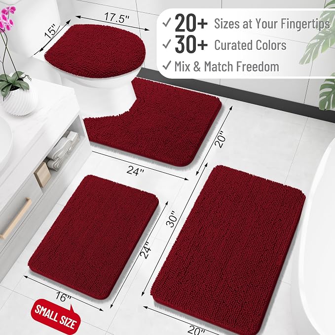OLANLY Bathroom Rugs 30x20, Extra Soft Absorbent Chenille Bath Rugs, Rubber