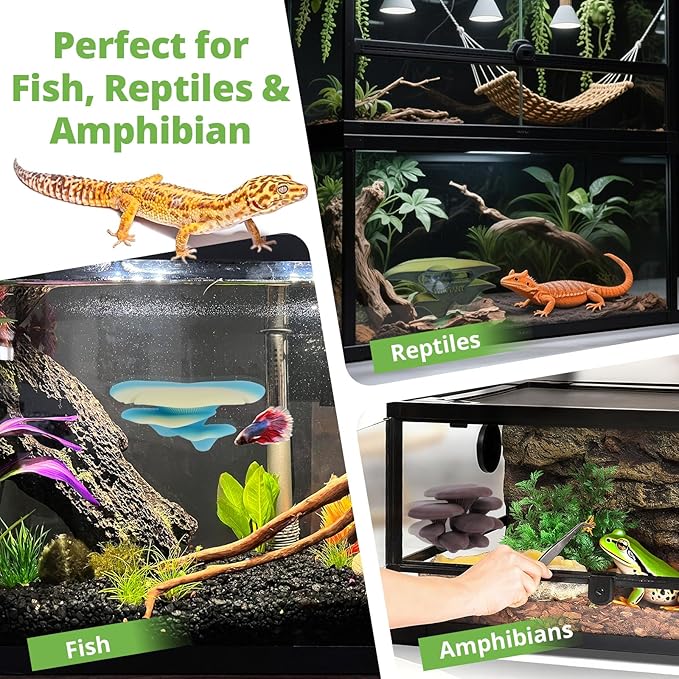 Mushroom Decor for Reptile Tank, Fish Tank, Pet-Safe Bearded Dragon Tank Accessories, Realistic Terrarium Plants for Leopard Geckos, Crested Geckos, Tree Frogs, Snakes (Cocoa, Cluster Cap)