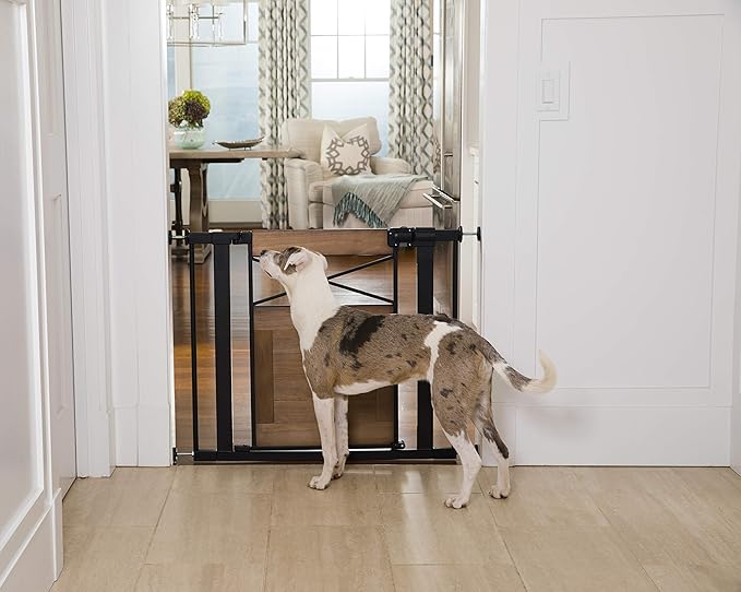 Safety 1st Adjustable Baby Gate for Doorways, Modern Farmhouse Style Gates for Pets, Toddlers, Babies, Children, Wood
