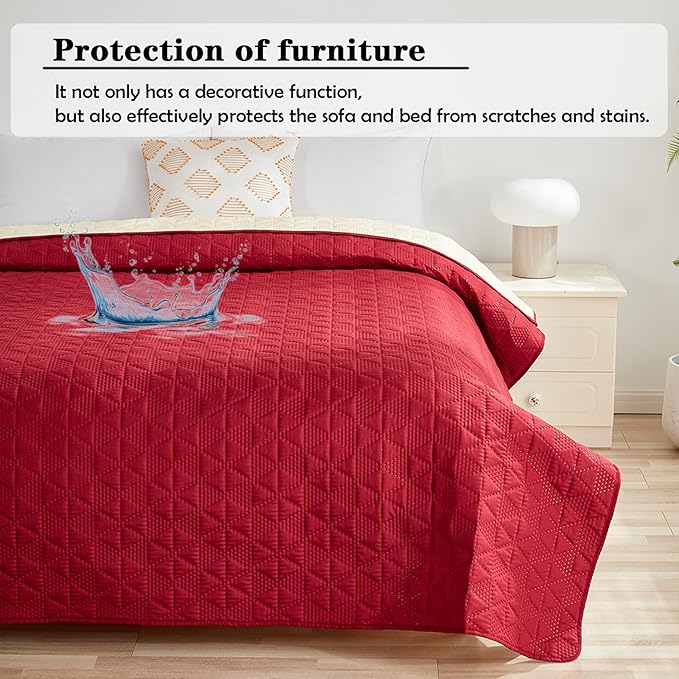 Waterproof Dog Bed Cover Pet Blanket, Soft Pet Couch Covers for Sofa Washable, Bed Couch Sofa Furniture Protector for Puppy Cat Kids (Red,210 * 260 CM)
