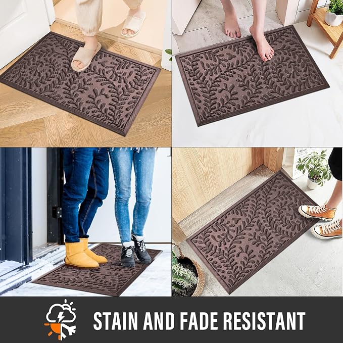 HIYARD Front Door Mat, Absorbent Dirt Trapping Welcome Door Mat Indoor Outdoor