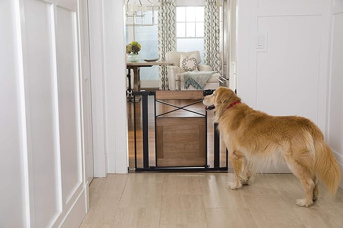Safety 1st Adjustable Baby Gate for Doorways, Modern Farmhouse Style Gates for Pets, Toddlers, Babies, Children, Wood