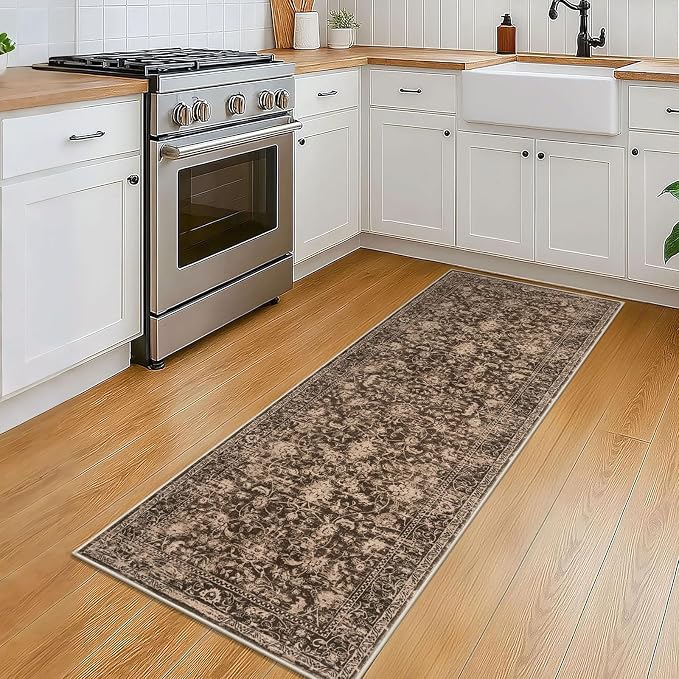 KILOCOCO Hallway Runner 2x5 Kitchen Runner Rug Printed Floral Non-Slip Washable