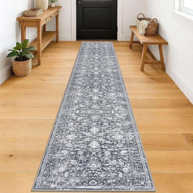 KILOCOCO Runner for Hallway 2x12 Runner Rug Printed Vintage Floral Washable Rug