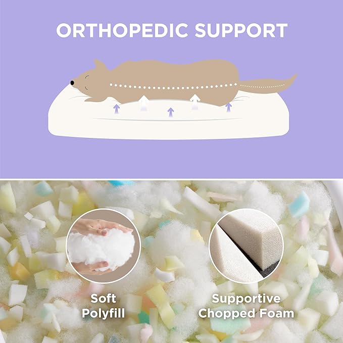 LE SURE Extra Large Dog Bed-Thick Shredded Chopped Foam Pet Bed Indoor with Removable Cover, Cute Modern Fuzzy Plush & Anti Slip Bottom, Green