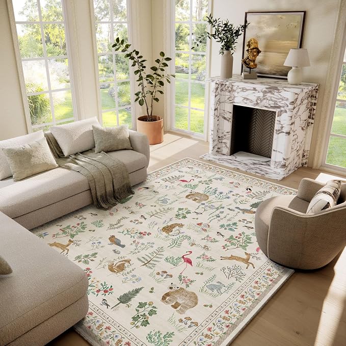 6x9 Area Rugs for Living Room: Washable Bedroom Rug Stain Resistant Non Slip