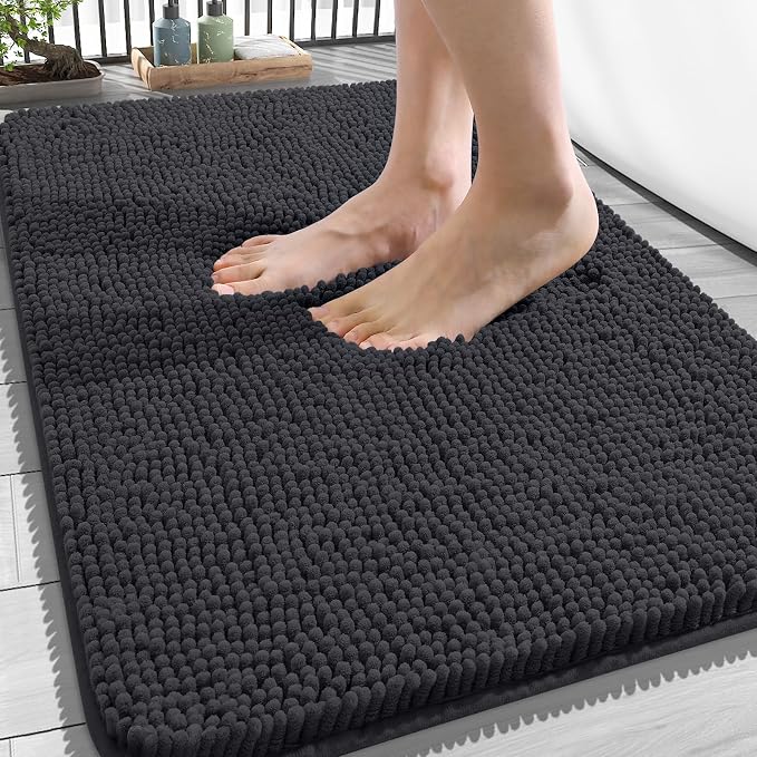 OLANLY Bathroom Rugs 34x21, Extra Soft Absorbent Chenille Bath Rugs, Rubber