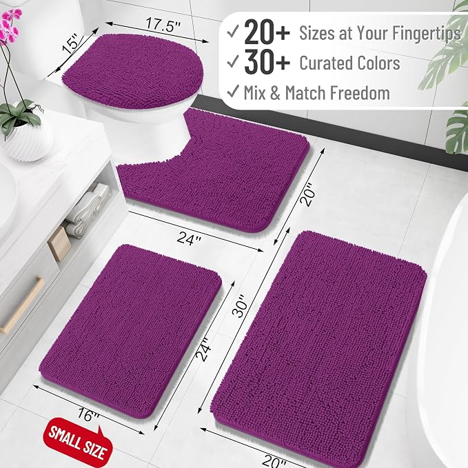 OLANLY Large Bathroom Rugs 45x27, Extra Soft Absorbent Chenille Bath Rugs