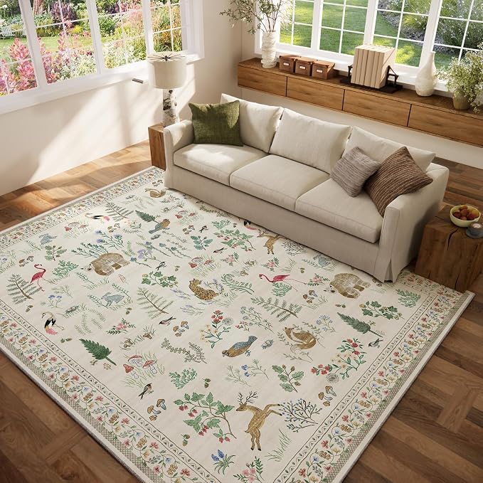 6x9 Area Rugs for Living Room: Washable Bedroom Rug Stain Resistant Non Slip