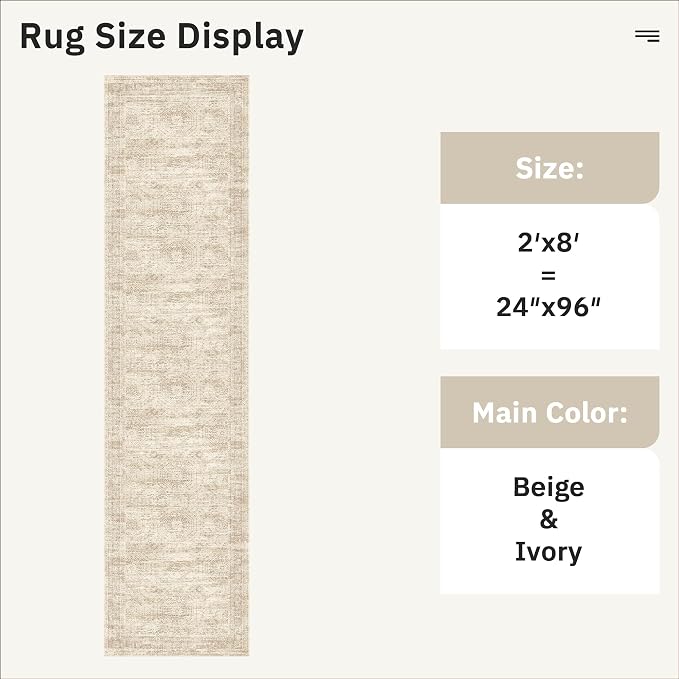 Soalmost Runner Rug 2'x8' Washable Non-Slip Runner Rugs