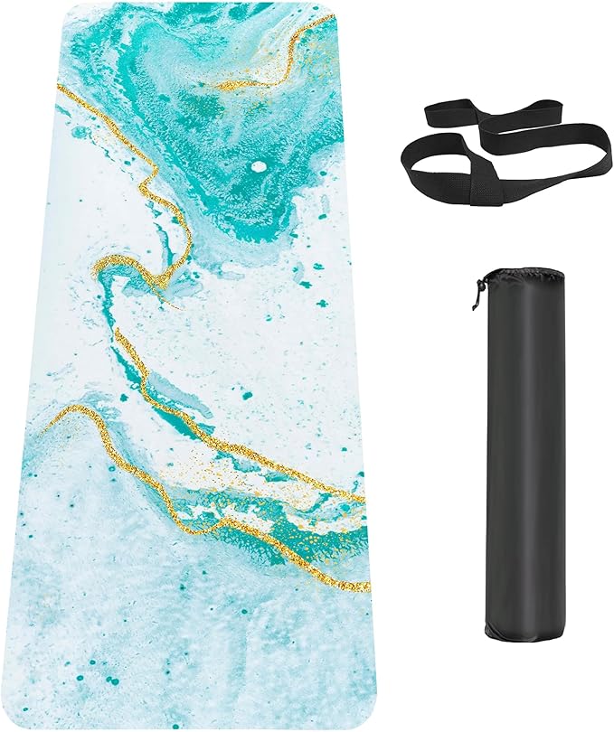Non Slip Yoga Mat TPE Workout Mat for Men Women, Thick Workout Mat with Carrying Strap, Fitness Mats for Exercise, Yoga, Fitness, Pilates, Floor Workouts (72" x 24" x 6mm)