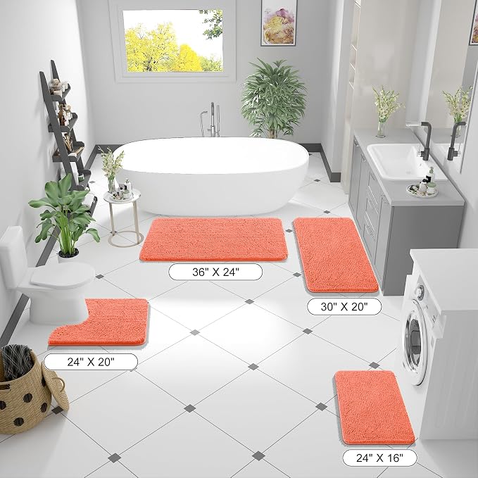 OLANLY Bathroom Runner Rugs 44x24, Extra Soft Absorbent Chenille Bath Rugs