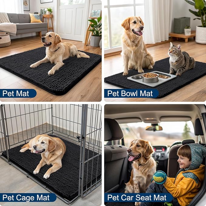 Smiry Dog Door Mat for Muddy Paws 59x24, Absorbent Dirt Trapper, Non-Slip