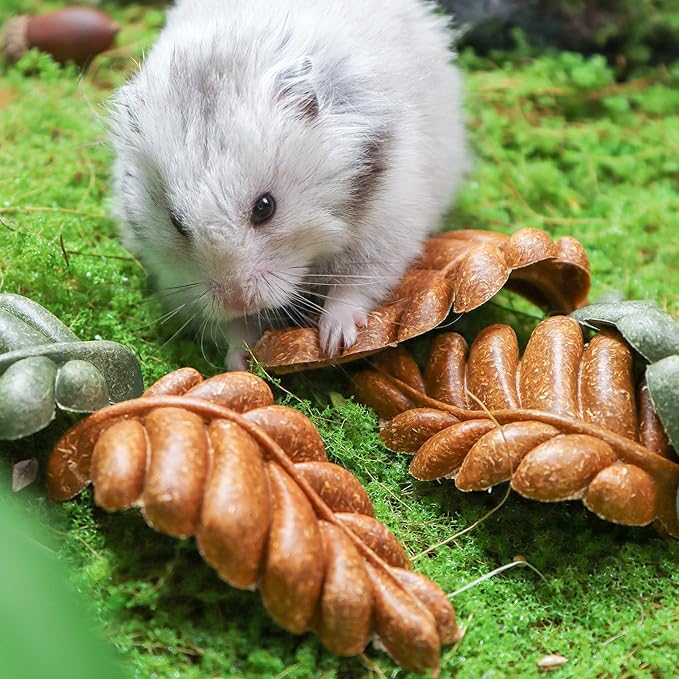 TEEWY Guinea Pig Toys, 6PCS Leaf Shaped Hamster Toys, Natural Guinea Pig Chew Toys for Teeth Grinding, Chinchilla Chew for Gerbil, Rat and Hamster