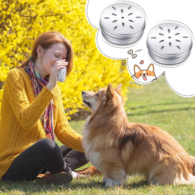 Oudain 12 Pack Dog Scent Work Tins, Dog Scent Training Box, Pet Nose Metal Container with 12 Magnetic Dots, Smell Training Kit Smell Canisters Aluminum Cans for Pet(Cute)