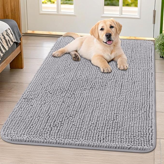 Smiry Dog Door Mat for Muddy Paws 40x32, Absorbent Dirt Trapper, Non-Slip
