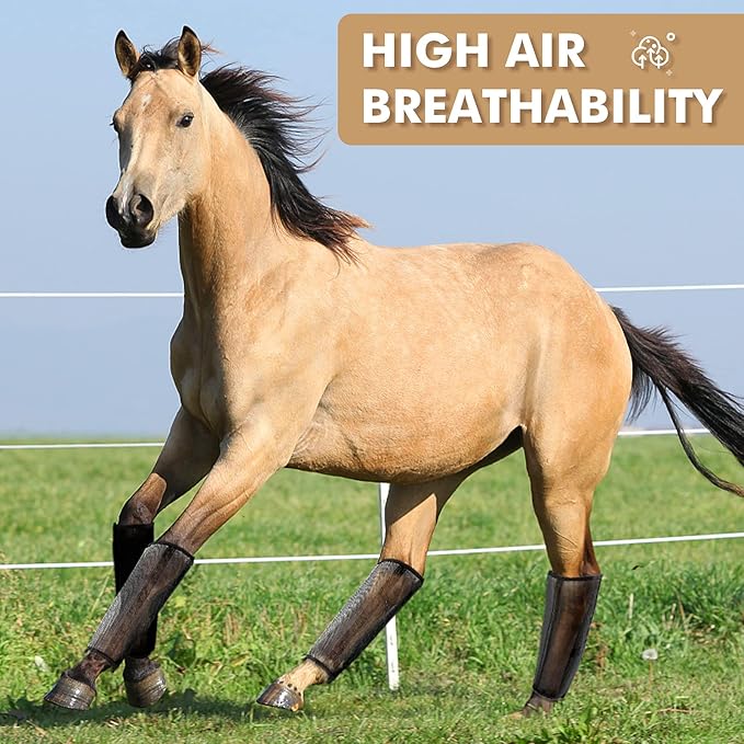 4 Sets Fly Boots Loose Fitting & Non-Slip Horse Fly Leggings No More Horsefly Nuisance Greatly Reduce Stomping Breathable with Natural Air Flow